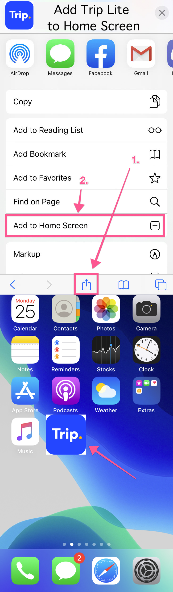 Add to Home Screen Instructions